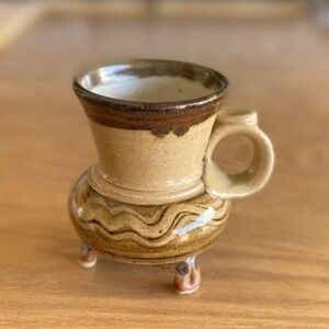 Handmade Pottery‎ Mug with Tripod Feet Rustic Earth Tone Coffee Cup